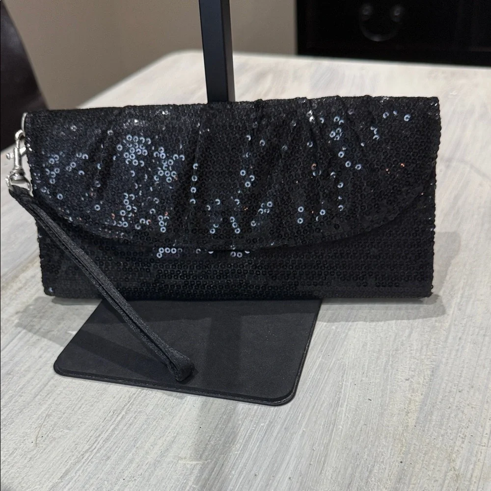 Elegant Black Sequin Clutch
